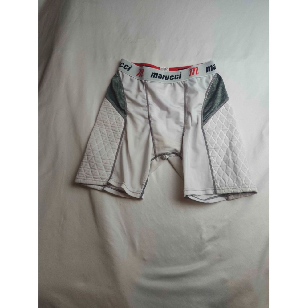 Marucci Padded Sliding Shorts Mens Medium White Baseball Compression Gear Sport